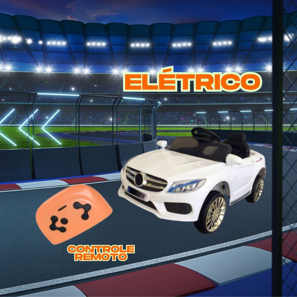 Mini Carro Carrinho Elétrico De Passeio Infantil Branco 6v Motorizado Luz E Som Controle Remoto Com Buzina em Oferta na Shopee