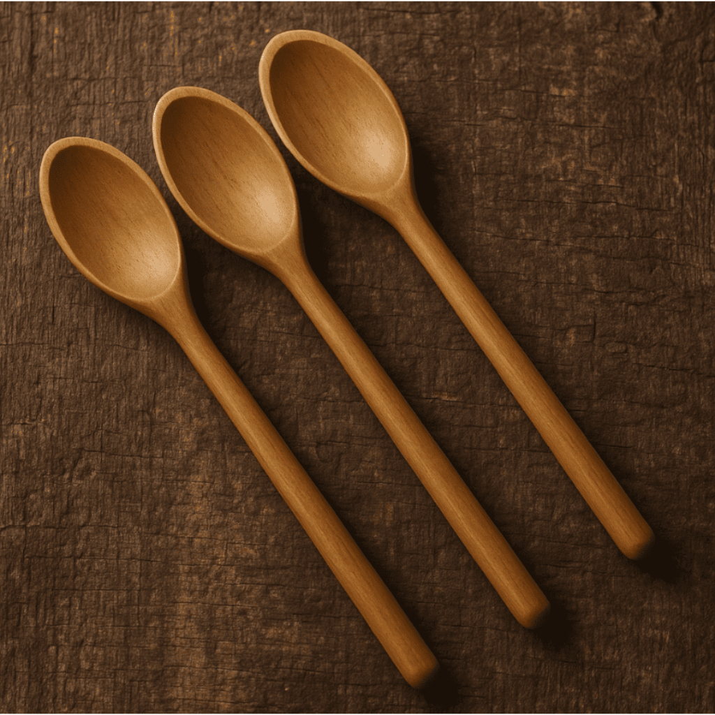 Kit de Colheres de Madeira Rústica 23cm – Conjunto com 3 Peças Charmosas e Versáteis para o Dia a Dia em Oferta na Shopee