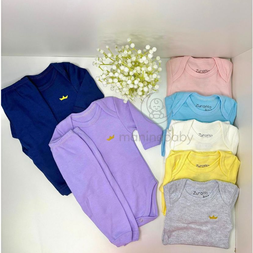 Kit 6 Peças Bebe Conjunto Meia Estação Confortável Body e Mijao Menino Menina 3 Body e 3 M...