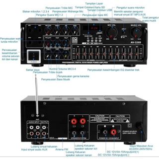 Amplificador Bluetooth potência 1200w 110v ou 220v controle remoto 2 canais USB SD FM karaoke em Oferta na Shopee