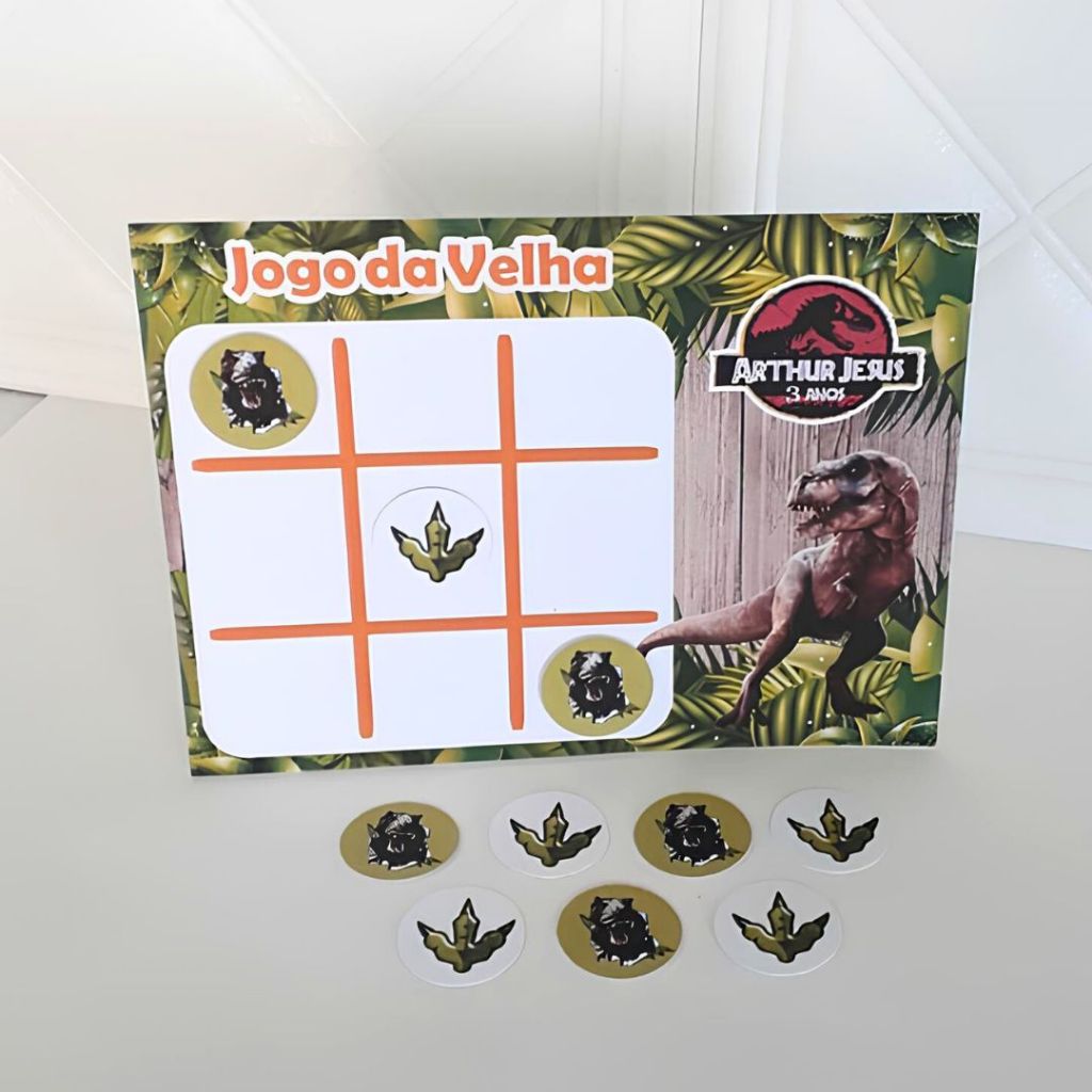Jogo da Velha Jurassic Park Dinossauro Personalizada / Lembrancinha de Festa /Aniversário Infantil