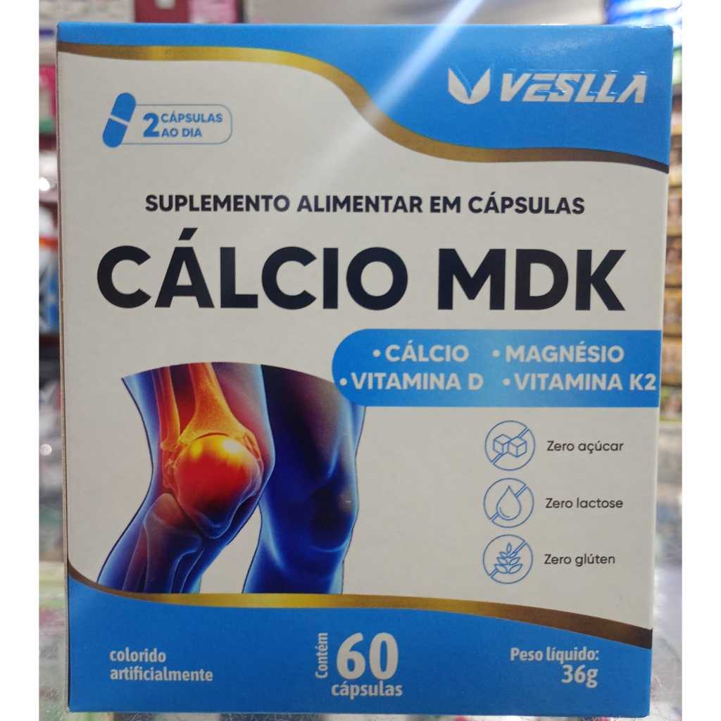 Calcio MDK c/60 cápsulas - calcio+vit.D+Magnésio+vit. K2