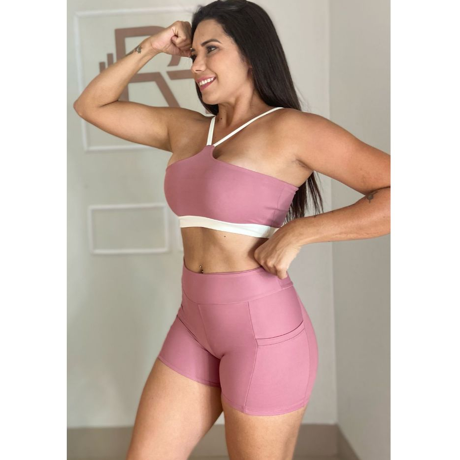 Conjunto  ACADEMIA Feminino de Poliamida Zero Transparência e Máximo Conforto
