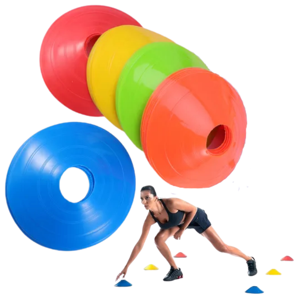 Kit 20 cone Demarcatório Chapéu Chinês Half Funcional - Treinamento de Agilidade