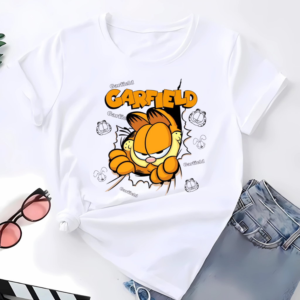 BlusaT-shirt Linda 100% Algodao Camiseta Feminina Garfild Desenho Camisa Premium em Oferta na Shopee