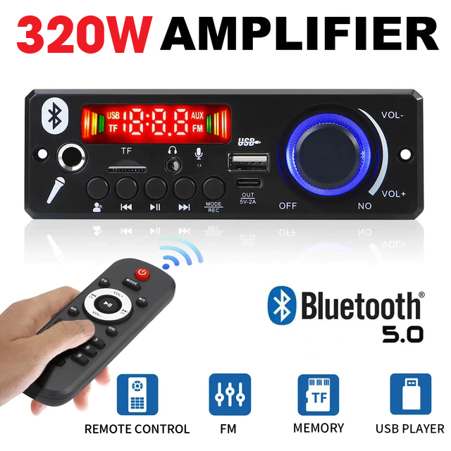 Super Potente Placa Amplificada MP3 Bluetooth 320W/240W/200W/120W Amplificador FM TF USB Microfone
