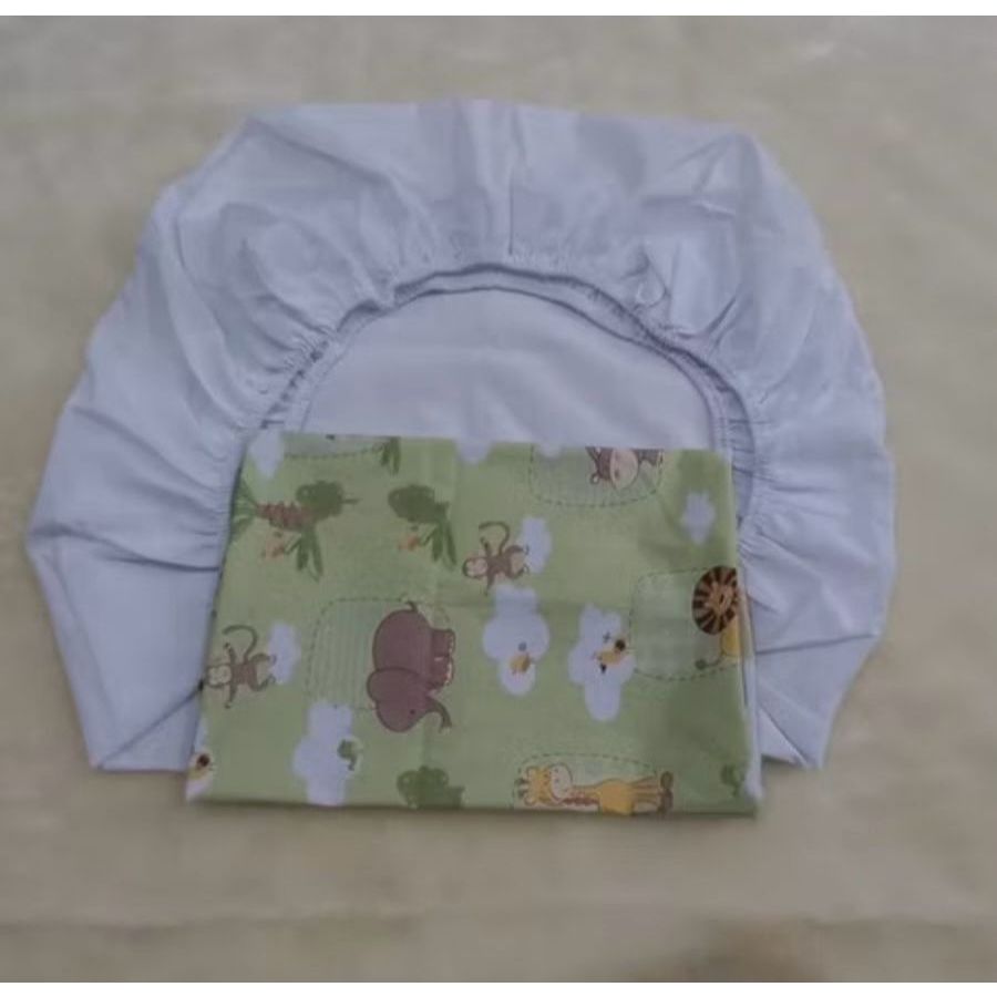 Lençol com elástico + Fronha para **** mini berço**** Bebe Safari Verde