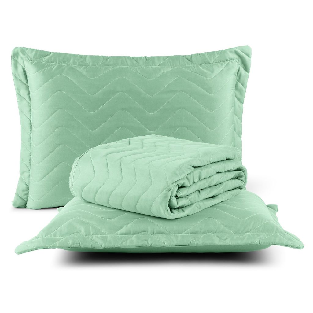 Colcha Cobre Leito Casal Queen 3 Peças Luxo Verde em Oferta na Shopee