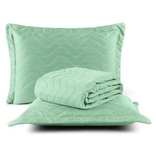 Colcha Cobre Leito Casal Queen 3 Peças Luxo Verde em Oferta na Shopee