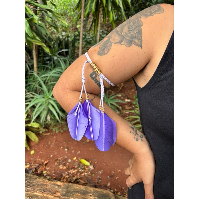 Braceletes de penas para caboclo cabocla umbanda candomblé Jurema jupira cobra coral indígena personalizado