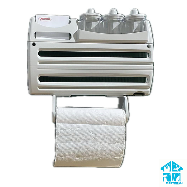 Porta Papel Toalha Cozinha 7 em 1 - Porta Rolo Alumínio Filme Plástico Suporte Parede Resistente