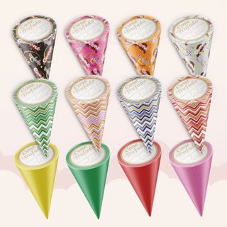 50 Embalagem Cone Trufado 10x15cm COM ETIQUETA Tipo Saco Metalizado em Oferta na Shopee