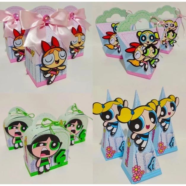 PEGUE E MONTE Kit Festa Personalizados As meninas Super Poderosas Lembrancinhas Caixinhas para festa