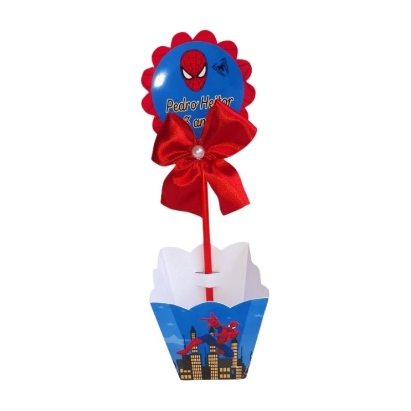 Centro de mesa PEGUE E MONTE Cachepot, Lembrancinhas para festa de aniversário- Homem aranha