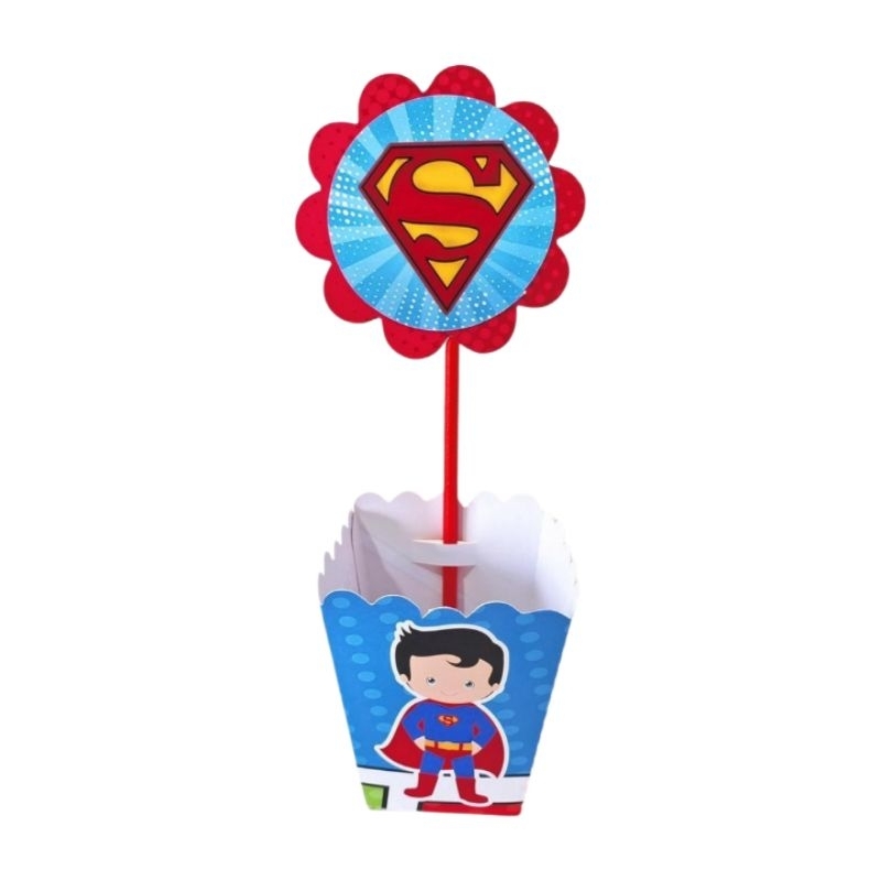 Centro de mesa PEGUE E MONTE Cachepot, Lembrancinhas para festa de aniversário-Super Man super homem cut