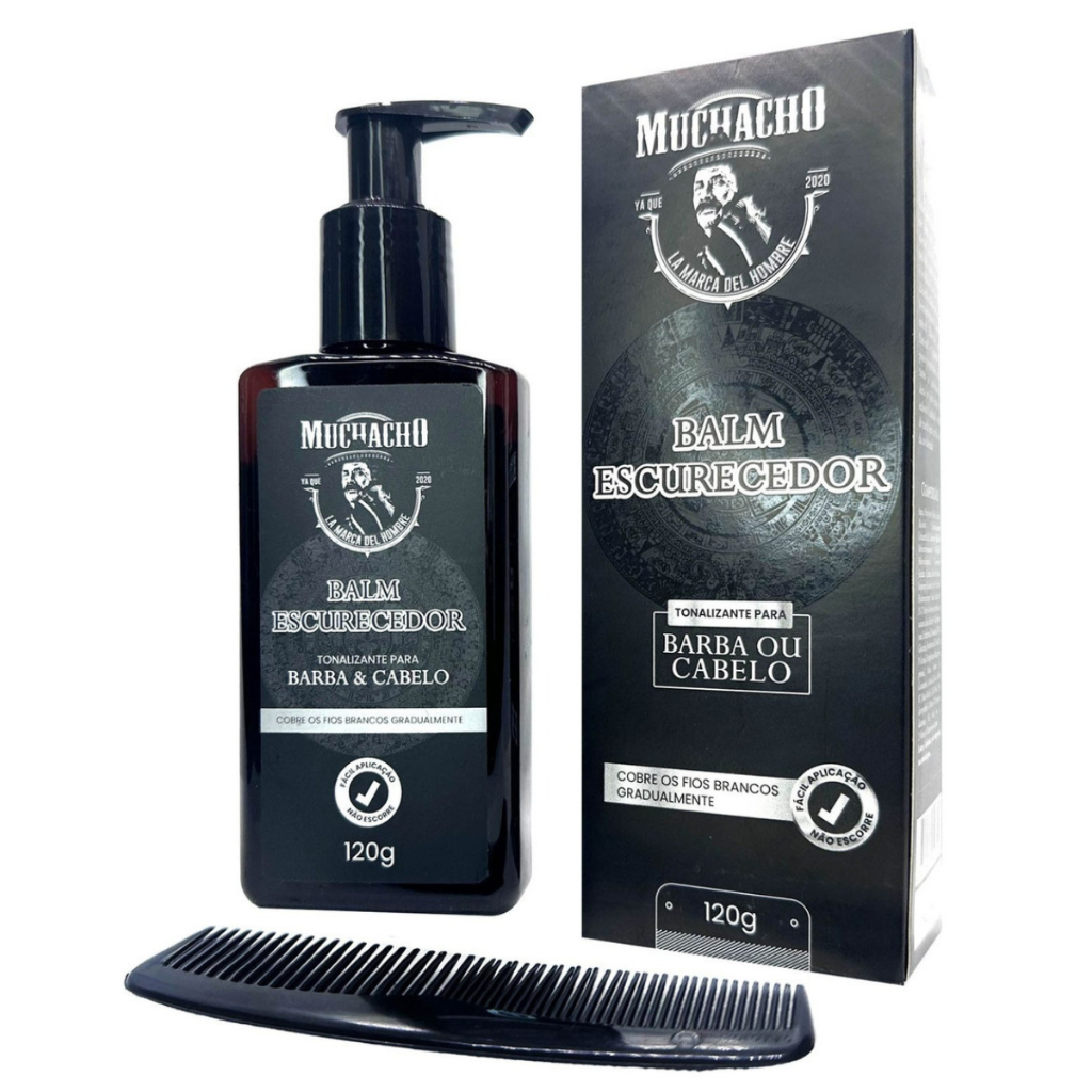 Balm Escurecedor Barba E Cabelo Muchacho 120ml Com Pente Aplicador