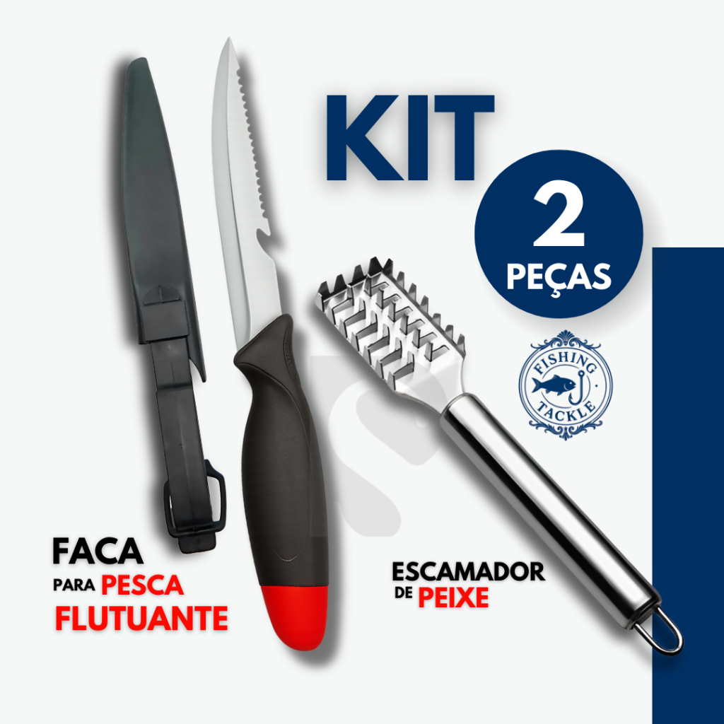 Faca de Pesca Kit 2 ou 1 Peça Fileteira Flutuante com Descamador de Peixe Pescadores Profissional em Oferta na Shopee