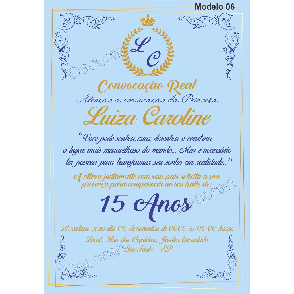 Convite 15 Anos Festa de Aniversário Debutante - Convite Realeza Pergaminho 15 Anos + Individuais