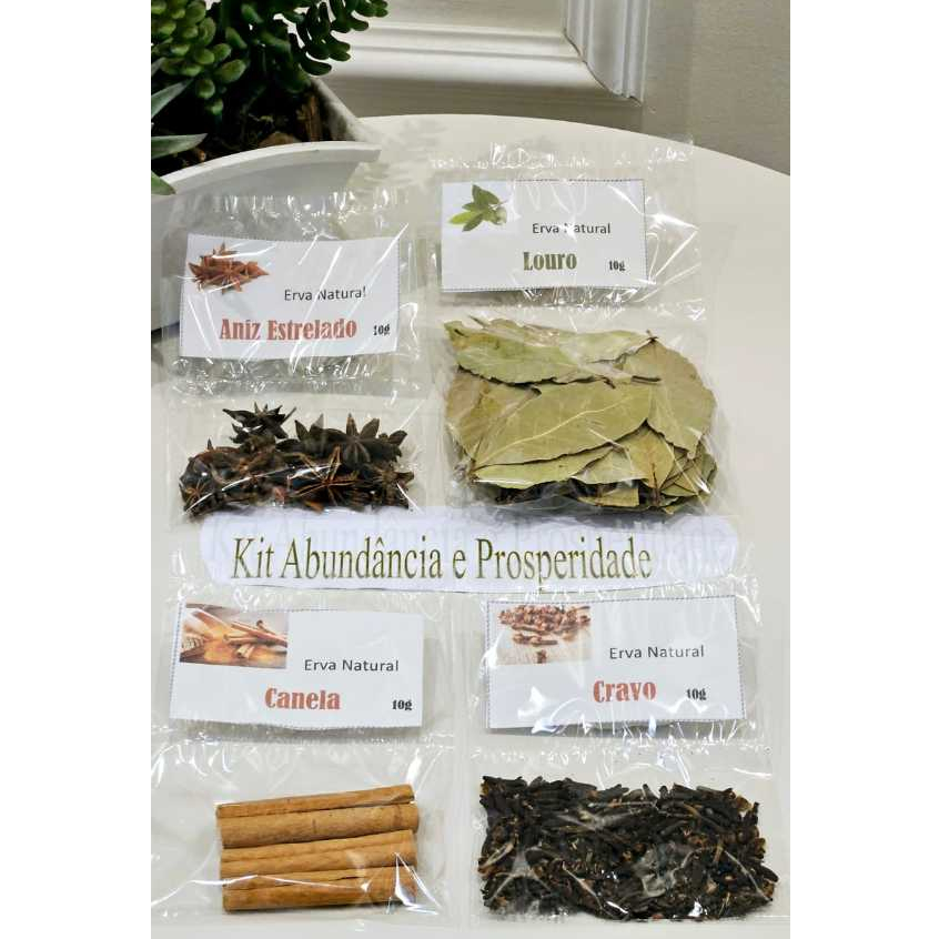 Kit abundância e prosperidade - Cravo, Canela, Anis estrelado, Louro