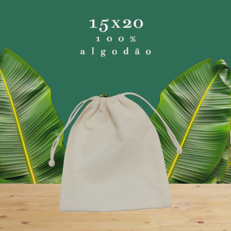 10 saquinhos em algodão cru 15x20