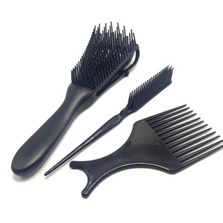 Kit Cuidados para Cabelo Cacheado & Crespos Escova Polvo + Pente 3 Fileira + Pente Garfo Cor Sortida