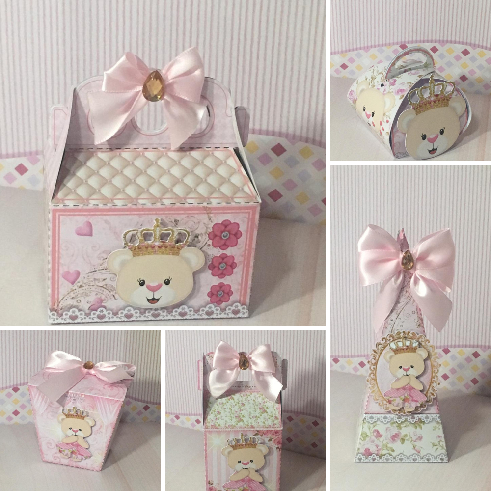 PEGUE E MONTE-TEMA  URSINHA PRINCESA 01-KIT PERSONALIZADO-caixinhas e lembrancinhas