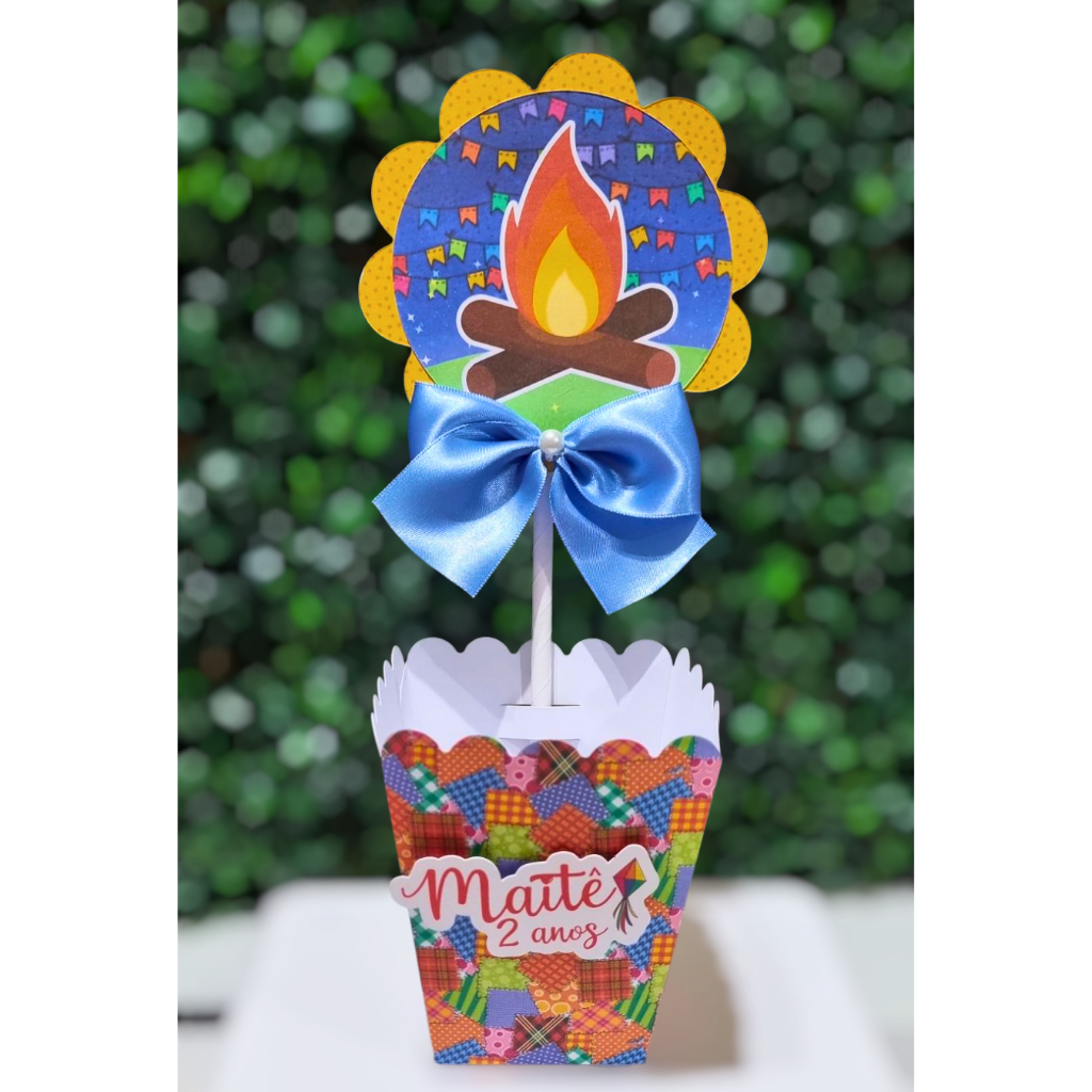 Kit Centro de Mesa Festa Junina | Enfeite de Mesa São João | Cachepô Lembrancinha Personalizada.