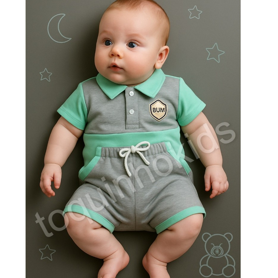 Conjunto para menino camiseta Polo e short Roupa de bebê Menino
