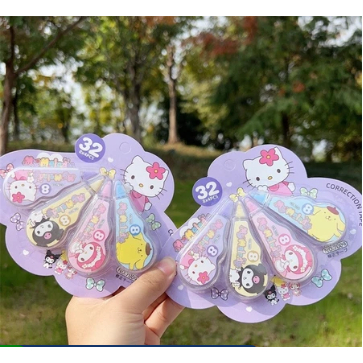 Fita Corretiva Sanrio Mini De 4 Peças Grande Capacidade 32M Correção Suprimentos De Papela...
