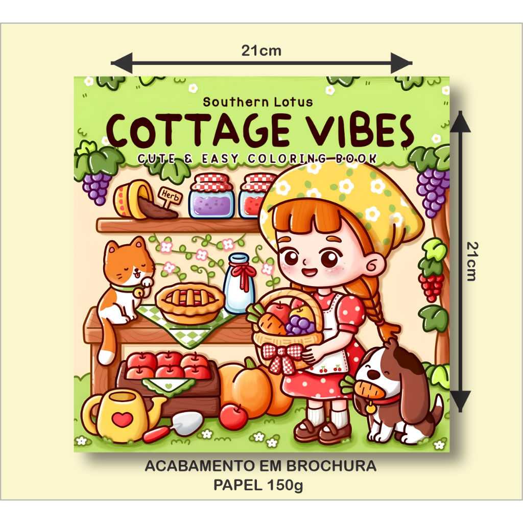 Livro de colorir COTTAGE VIBES LANÇAMENTO 43 PAGINAS 21X21cm em Oferta na Shopee
