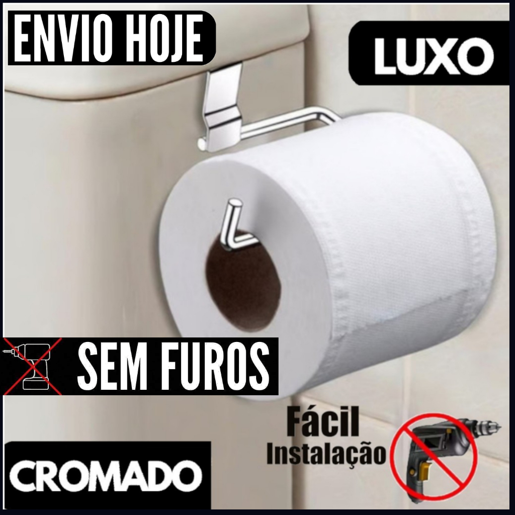 Suporte De Papel Higiênico Para Encaixar Na Caixa Acoplada De Descarga Aço Cromado Reforçado