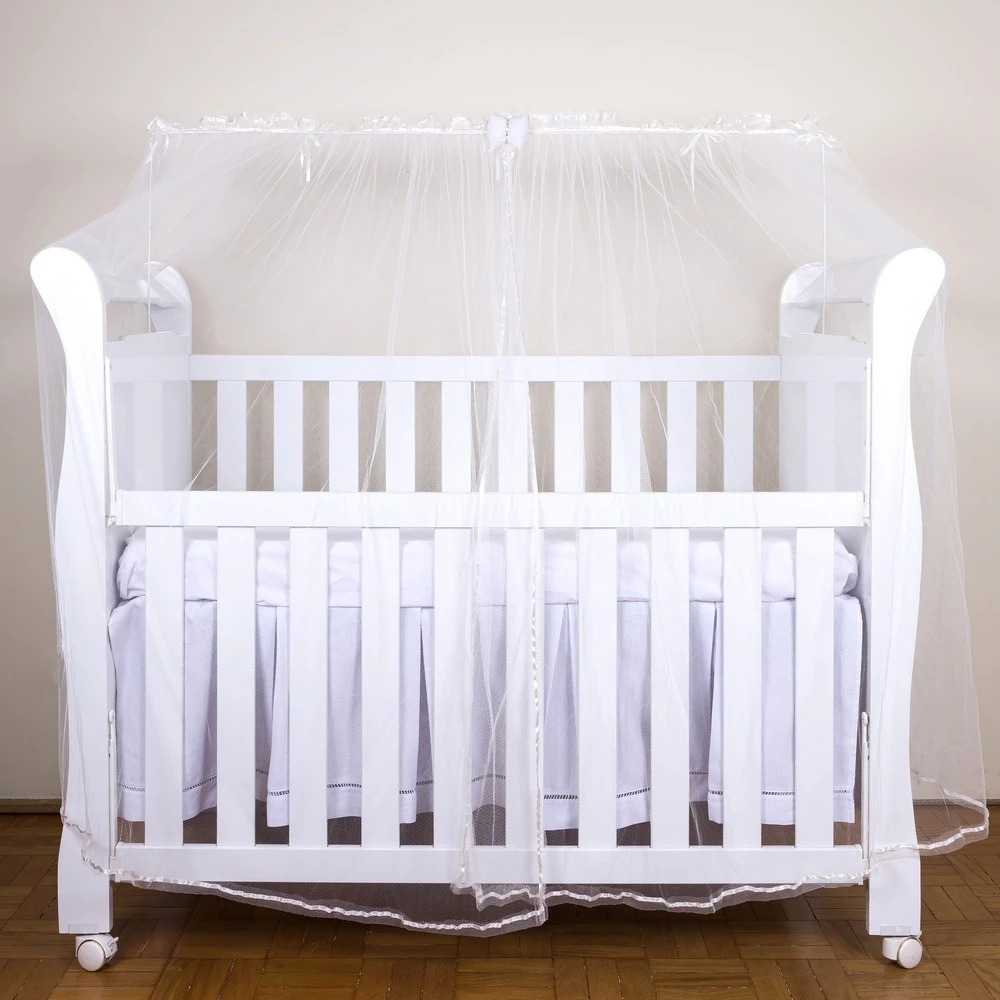 Mosquiteiro para Berço Americano e Nacional Branco Palha Delicado Tela Protetora Bebê Mosqueteira