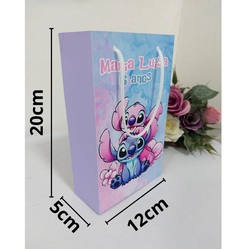Kit 10 sacolinhas surpresa Stitch e Angel lembrancinhas personalizados