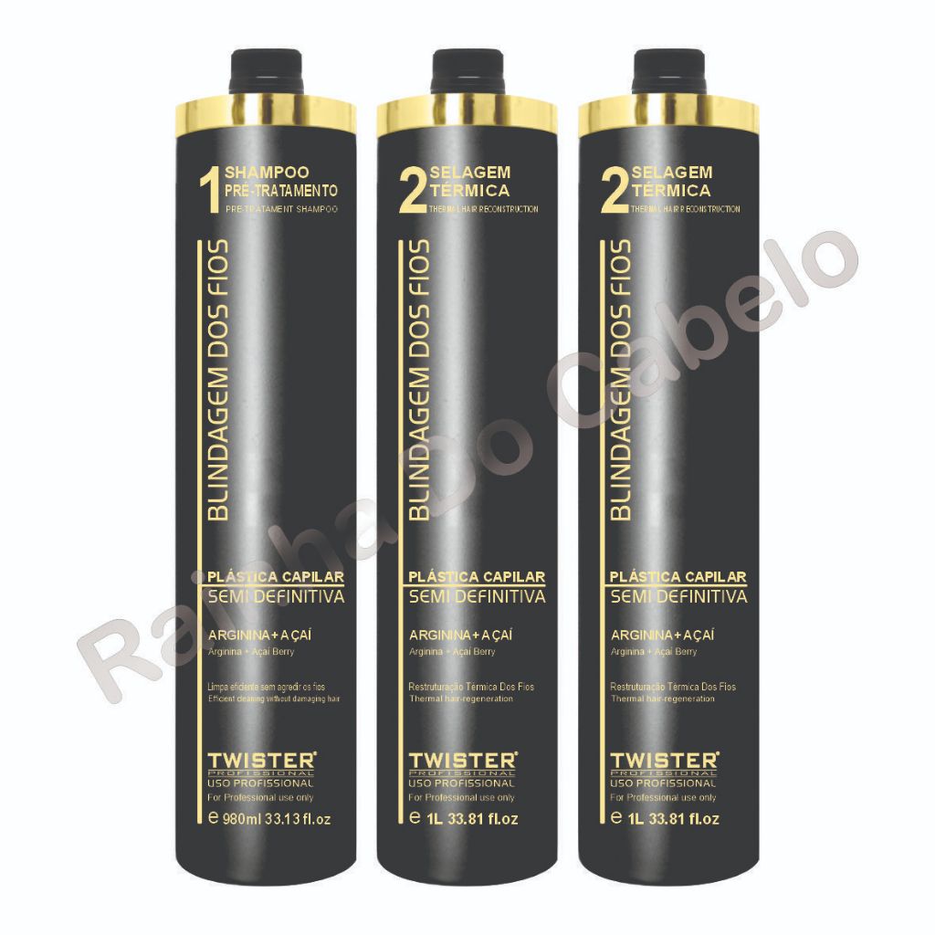 Kit 1x Passo 1 + 2x Passo 2 Selagem dos Fios Twister Argan Arginina Açaí Reconstrutor