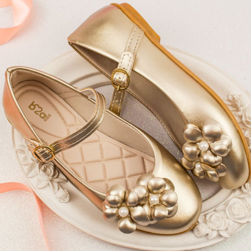 Sapatilha Infantil Flor Dupla Menina Delicada Pérolas Básica Macia Original Promoção 3003 em Oferta na Shopee