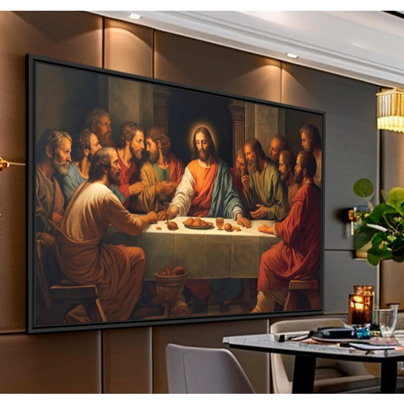 Quadro Decorativo Peça Unica Santa Ceia Conectando o Céu e a Terra Releitura