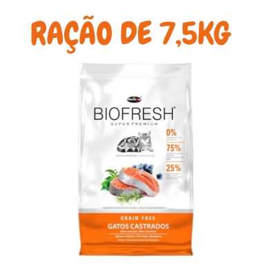 Ração Biofresh Gatos Castrados salmão 7,5Kg Grain Free -