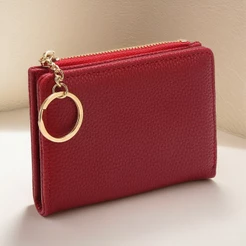 Carteira Curta Cor Sólida Vintage , Porta Moedas Bifold Portátil Cartões De Crédito Feminino ld60