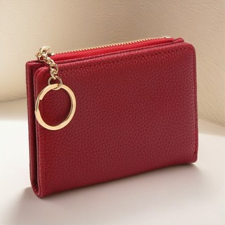 Carteira Curta Cor Sólida Vintage , Porta Moedas Bifold Portátil Cartões De Crédito Feminino ld60