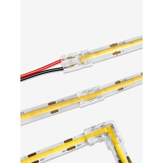 Kit Conector Sem Solda para Fita LED COB 12V 8mm Com Fio ｜ Reto e L   Instalação Fácil