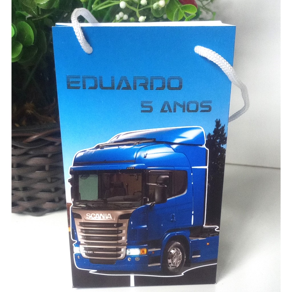 SACOLINHA PERSONALIZADA PARA LEMBRANCINHA DE FESTA/ANIVERSÁRIO- CAMINHÃO.
