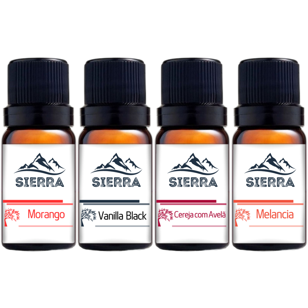 4 Essências Morango Vanilla Black Cereja com Avelã e Melancia Aromatizador Difusor Óleo Essencial