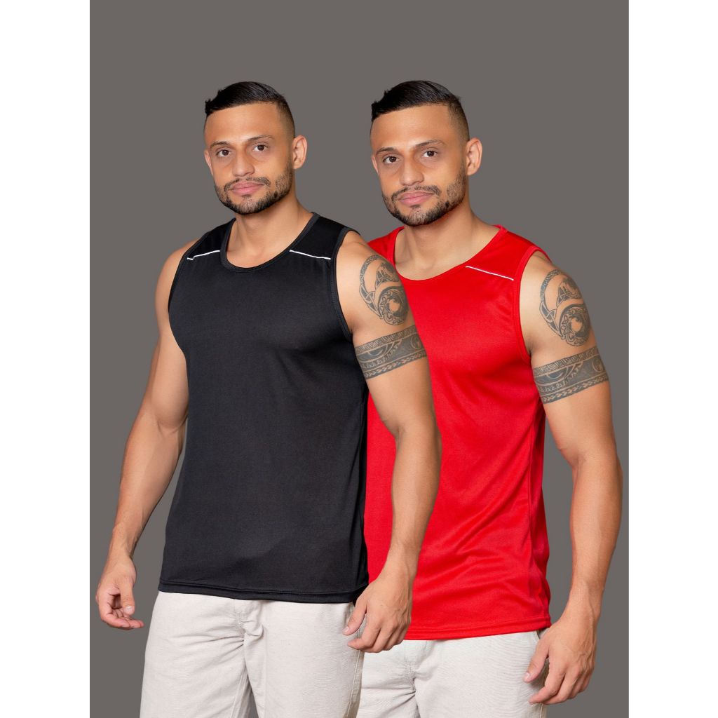 Kit 2 Camisetas Regata Masculina Básica Tecido Confortável Dry Fit Esportivas em Oferta na Shopee
