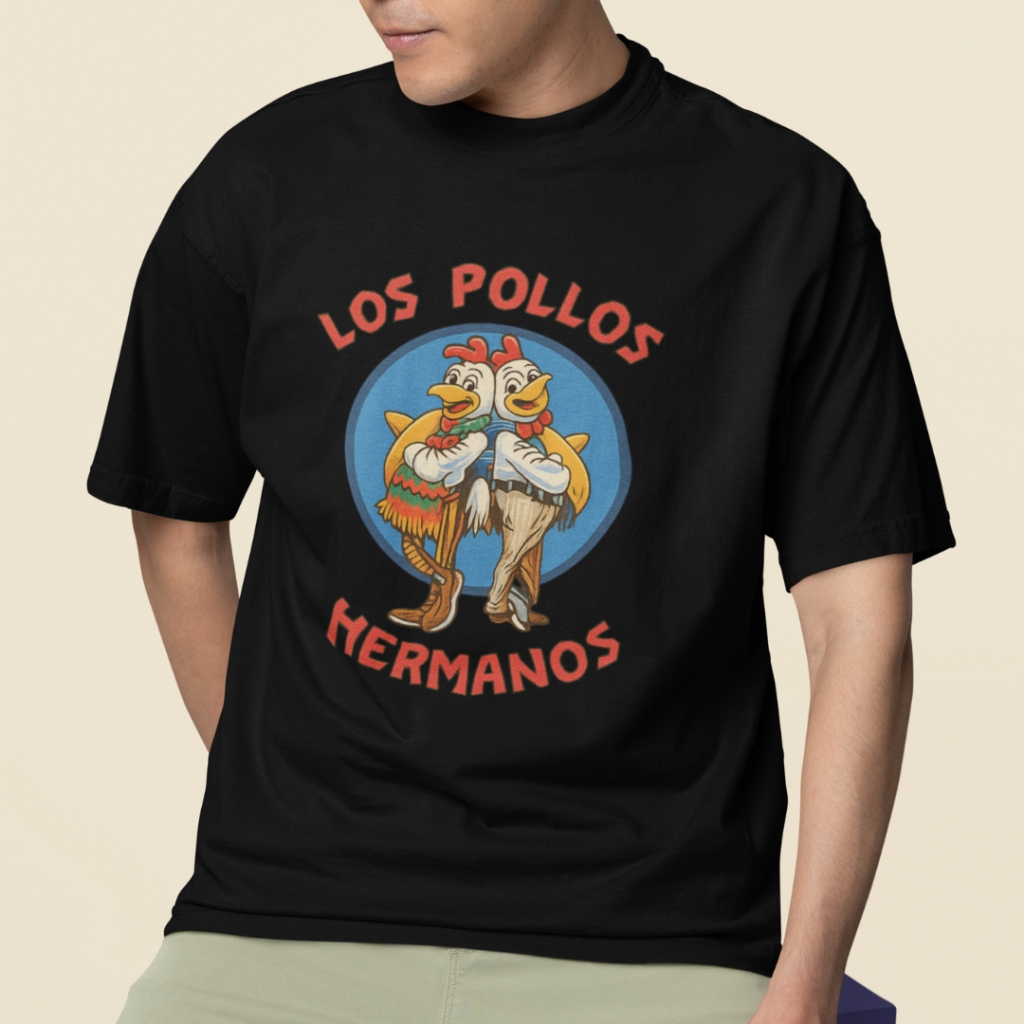 Camiseta Tshirt Preta Série Breaking Bad Desenho Los Polos Hermanos Walter White 100% Algodão