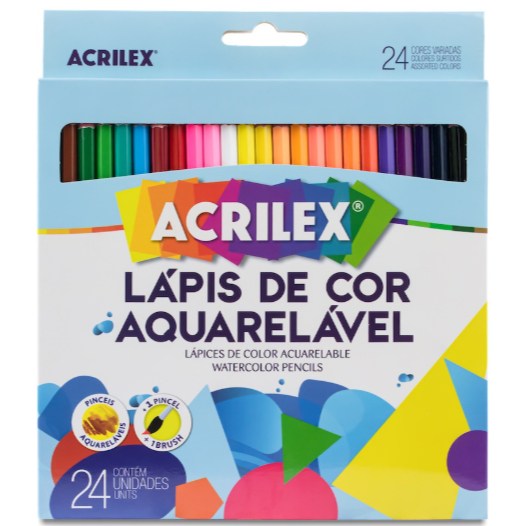 Lápis De Cor Aquarelável com 1 Pincel Acrilex