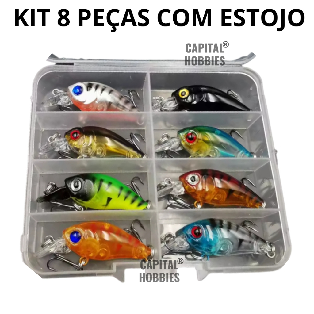 Isca Artificial Crankbait Mini 4,5cm 3,5g  Nado Realista e Alta Performance KIT COM 2, 4 ou 8 ISCAS CORES ALEATÓRIAS em Oferta na Shopee