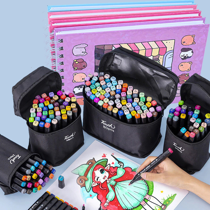 24/36/48/60/80 Cores Caneta Marcadora canetinhas coloridas Kit Com Ponta Dupla/marcador to...
