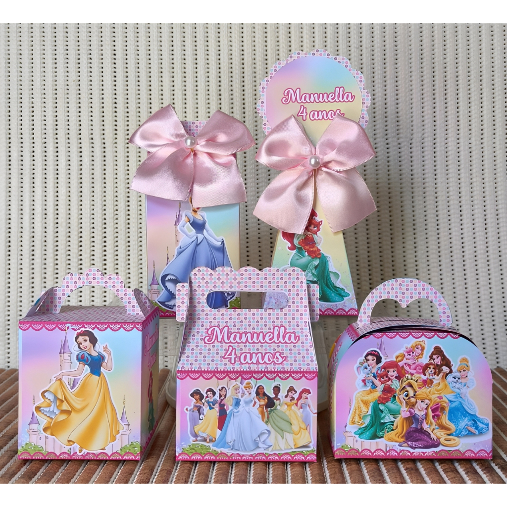 PEGUE E MONTE - Kit Festa Princesas da Disney Personalizados Lembrancinhas Caixinhas para festa