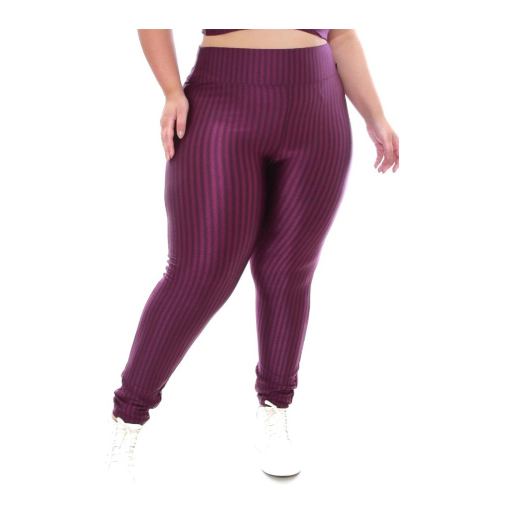 Calça Legging Plus Size Em Poliamida 3D Cintura Alta Grossa G1 G2 G3 G4
