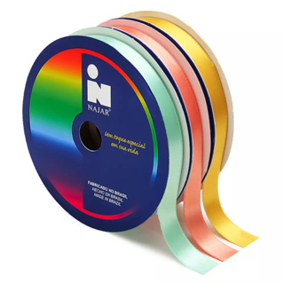 Fita Cetim N3 Najar 15mm C/50 metros - Escolha a cor em Oferta na Shopee